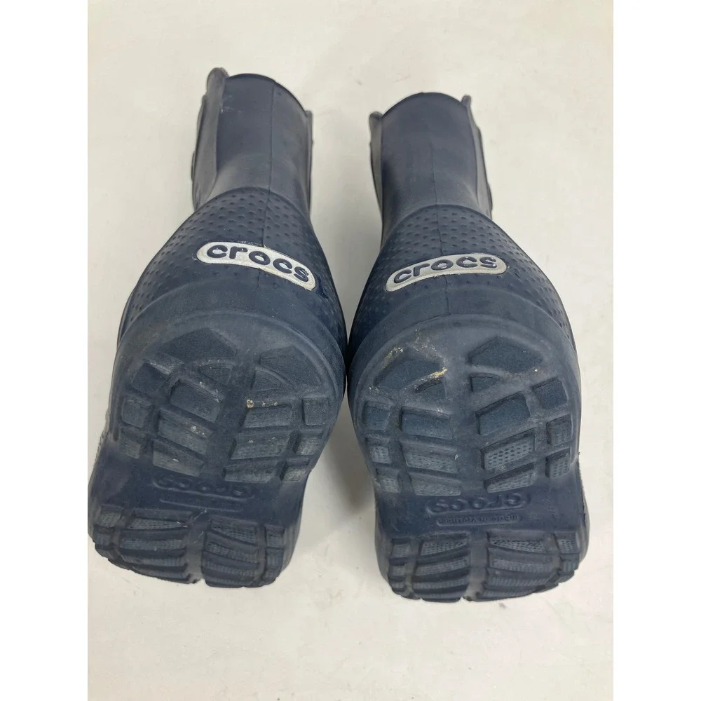 Crocs Rain Boots Unisex Kids C10 Navy Blue Excellent Handle It Waterproof 12803